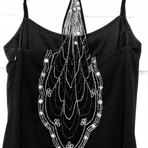 Evening sparkle black tie dress